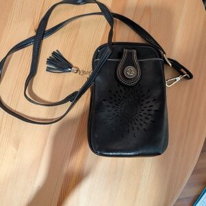 Elegant Black Crossbody Mini Bag with Tassel